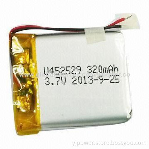 3.7V/320mAh Lithium Polymer Battery, Lightweight, Small, Used for Bluetooth